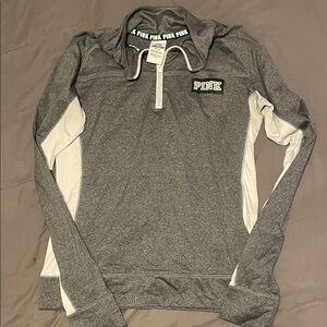 PINK Victoria's Secret Heathered Gray Zip Pullover